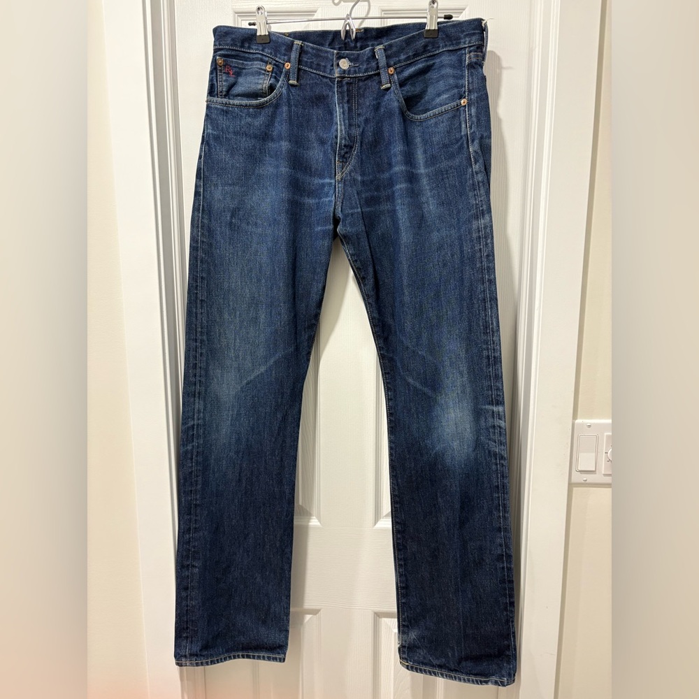 Polo Ralph Lauren Denim Jeans 36x34 Straight Classic Indigo Faded CLEAR OUT SALE